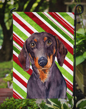 Load image into Gallery viewer, Dachshund Candy Cane Holiday Christmas  Garden Flag – Decorative Outdoor Yard Flag