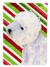 Load image into Gallery viewer, Westie Candy Cane Holiday Christmas  Garden Flag – Decorative Outdoor Yard Flag