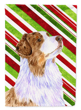Load image into Gallery viewer, Australian Shepherd Candy Cane Holiday Christmas  Flag Canvas House Size