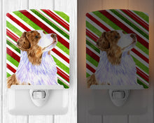 Load image into Gallery viewer, Australian Shepherd Candy Cane Holiday Christmas Ceramic Night Light LH9228CNL