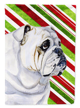 Load image into Gallery viewer, Bulldog English Candy Cane Holiday Christmas  Flag Canvas House Size