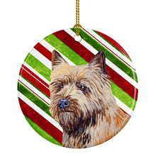 Load image into Gallery viewer, Cairn Terrier Candy Cane Holiday Christmas Ornament - Round Ceramic Ornament – Artist-Designed Keepsake Decoration LH9230