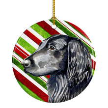 Load image into Gallery viewer, Flat Coated Retriever Candy Cane Holiday Christmas Ornament - Round Ceramic Ornament – Artist-Designed Keepsake Decoration LH9231