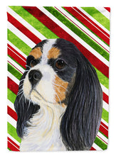 Load image into Gallery viewer, Cavalier Spaniel Candy Cane Holiday Christmas  Flag Canvas House Size