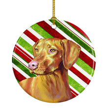 Load image into Gallery viewer, Vizsla Candy Cane Holiday Christmas Ornament - Round Ceramic Ornament – Artist-Designed Keepsake Decoration LH9235