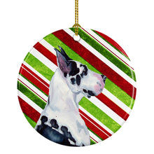 Load image into Gallery viewer, Great Dane Candy Cane Holiday Christmas Ornament - Round Ceramic Ornament – Artist-Designed Keepsake Decoration LH9236