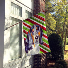 Load image into Gallery viewer, Basset Hound Candy Cane Holiday Christmas  Flag Canvas House Size