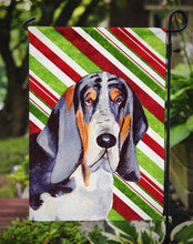 Load image into Gallery viewer, Basset Hound Candy Cane Holiday Christmas  Garden Flag – Decorative Outdoor Yard Flag