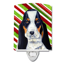 Load image into Gallery viewer, Basset Hound Candy Cane Holiday Christmas Ceramic Night Light LH9239CNL