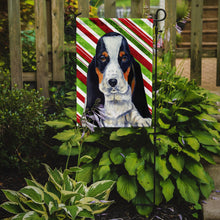Load image into Gallery viewer, Basset Hound Candy Cane Holiday Christmas  Garden Flag – Decorative Outdoor Yard Flag