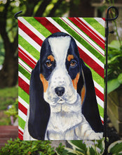 Load image into Gallery viewer, Basset Hound Candy Cane Holiday Christmas  Garden Flag – Decorative Outdoor Yard Flag
