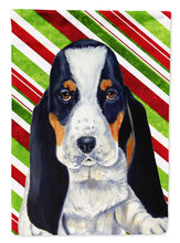 Load image into Gallery viewer, Basset Hound Candy Cane Holiday Christmas  Garden Flag – Decorative Outdoor Yard Flag