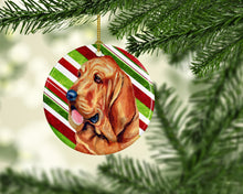 Load image into Gallery viewer, Bloodhound Candy Cane Holiday Christmas Ornament - Round Ceramic Ornament – Artist-Designed Keepsake Decoration LH9241