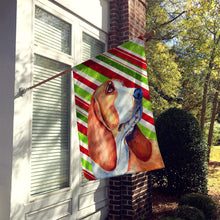 Load image into Gallery viewer, Basset Hound Candy Cane Holiday Christmas  Flag Canvas House Size