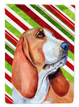 Load image into Gallery viewer, Basset Hound Candy Cane Holiday Christmas  Flag Canvas House Size