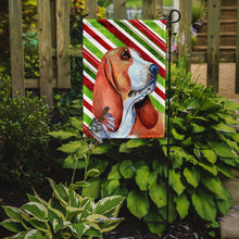 Load image into Gallery viewer, Basset Hound Candy Cane Holiday Christmas  Garden Flag – Decorative Outdoor Yard Flag
