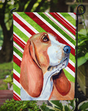 Load image into Gallery viewer, Basset Hound Candy Cane Holiday Christmas  Garden Flag – Decorative Outdoor Yard Flag