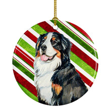 Load image into Gallery viewer, Bernese Mountain Dog Candy Cane Holiday Christmas Ornament - Round Ceramic Ornament – Artist-Designed Keepsake Decoration LH9244