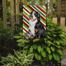 Load image into Gallery viewer, Bernese Mountain Dog Candy Cane Holiday Christmas  Garden Flag – Decorative Outdoor Yard Flag