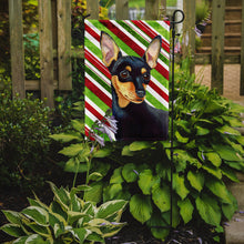 Load image into Gallery viewer, Min Pin Candy Cane Holiday Christmas  Garden Flag – Decorative Outdoor Yard Flag