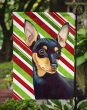 Load image into Gallery viewer, Min Pin Candy Cane Holiday Christmas  Garden Flag – Decorative Outdoor Yard Flag