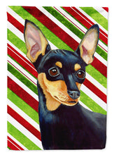Load image into Gallery viewer, Min Pin Candy Cane Holiday Christmas  Garden Flag – Decorative Outdoor Yard Flag