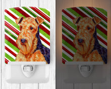 Load image into Gallery viewer, Airedale Candy Cane Holiday Christmas Ceramic Night Light LH9246CNL