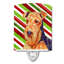 Load image into Gallery viewer, Airedale Candy Cane Holiday Christmas Ceramic Night Light LH9246CNL