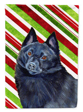 Load image into Gallery viewer, Schipperke Candy Cane Holiday Christmas  Garden Flag – Decorative Outdoor Yard Flag