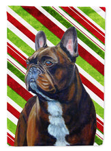 Load image into Gallery viewer, French Bulldog Candy Cane Holiday Christmas  Flag Canvas House Size
