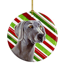 Load image into Gallery viewer, Weimaraner Candy Cane Holiday Christmas Ornament - Round Ceramic Ornament – Artist-Designed Keepsake Decoration LH9251