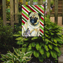 Load image into Gallery viewer, Pug Candy Cane Holiday Christmas  Garden Flag – Decorative Outdoor Yard Flag