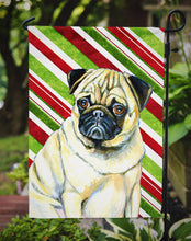 Load image into Gallery viewer, Pug Candy Cane Holiday Christmas  Garden Flag – Decorative Outdoor Yard Flag