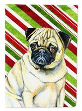 Load image into Gallery viewer, Pug Candy Cane Holiday Christmas  Garden Flag – Decorative Outdoor Yard Flag
