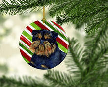 Load image into Gallery viewer, Brussels Griffon Candy Cane Holiday Christmas Ornament - Round Ceramic Ornament – Artist-Designed Keepsake Decoration LH9253