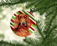 Load image into Gallery viewer, Irish Setter Candy Cane Holiday Christmas Ornament - Round Ceramic Ornament – Artist-Designed Keepsake Decoration LH9254