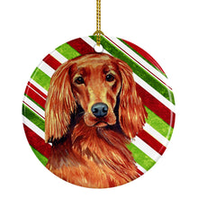 Load image into Gallery viewer, Irish Setter Candy Cane Holiday Christmas Ornament - Round Ceramic Ornament – Artist-Designed Keepsake Decoration LH9254