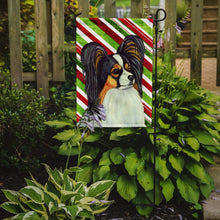 Load image into Gallery viewer, Papillon Candy Cane Holiday Christmas  Garden Flag – Decorative Outdoor Yard Flag