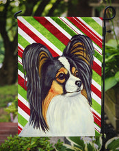 Load image into Gallery viewer, Papillon Candy Cane Holiday Christmas  Garden Flag – Decorative Outdoor Yard Flag