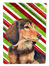 Load image into Gallery viewer, Dachshund Candy Cane Holiday Christmas  Garden Flag – Decorative Outdoor Yard Flag