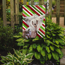 Load image into Gallery viewer, Chinese Crested Candy Cane Holiday Christmas  Garden Flag – Decorative Outdoor Yard Flag