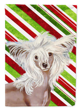Load image into Gallery viewer, Chinese Crested Candy Cane Holiday Christmas  Garden Flag – Decorative Outdoor Yard Flag