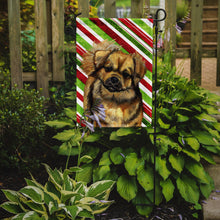Load image into Gallery viewer, Tibetan Spaniel Candy Cane Holiday Christmas  Garden Flag – Decorative Outdoor Yard Flag