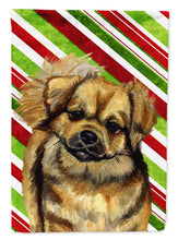 Load image into Gallery viewer, Tibetan Spaniel Candy Cane Holiday Christmas  Garden Flag – Decorative Outdoor Yard Flag