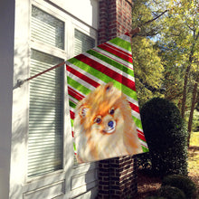 Load image into Gallery viewer, Pomeranian Candy Cane Holiday Christmas  Flag Canvas House Size