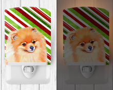 Load image into Gallery viewer, Pomeranian Candy Cane Holiday Christmas Ceramic Night Light LH9260CNL
