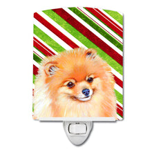 Load image into Gallery viewer, Pomeranian Candy Cane Holiday Christmas Ceramic Night Light LH9260CNL