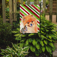 Load image into Gallery viewer, Pomeranian Candy Cane Holiday Christmas  Garden Flag – Decorative Outdoor Yard Flag
