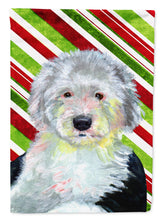 Load image into Gallery viewer, Old English Sheepdog Candy Cane Holiday Christmas  Flag Canvas House Size