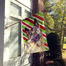 Load image into Gallery viewer, Norwegian Elkhound Candy Cane Holiday Christmas  Flag Canvas House Size